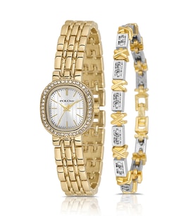 Polo Air Lüx Taşlı Kadın Kol Saati Xoxo Bileklik Gold Renk PL-1573B1 (Altın)