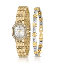 Polo Air Lüx Taşlı Kadın Kol Saati Xoxo Bileklik Gold Renk PL-1573B1 (Altın)