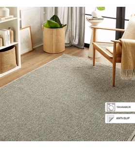 Ocean Home Textile Yıkanabilir Saçaklı Buklet Gri Renk Halı Kilim 120 x 180 cm