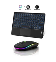 RGB Işıklı Kablosuz Bluetooth Klavye Mouse Seti Şarjlı Ultra Slim Tablet Telefon Windows Uyumlu (Siyah)