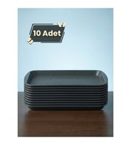 Polikarbon Kırılmaz Servis Tepsisi 36x26 cm, 10 adet, Antrasit