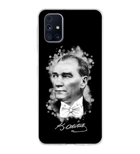 Samsung Galaxy M31s Kapak Atatürk Tasarımlı Şeffaf Silikon Kılıf