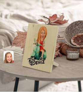 BK Gift Kişiye Özel İsimli Kadın Karikatürlü Dekoratif Ahşap Çerçeve Model 24