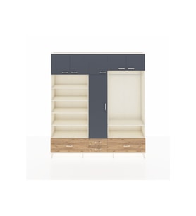 Arges Dolap 18 Raflı 4 Çekmeceli Tek Askılı 220x30x243 Aytaşı-Antrasit/Çam