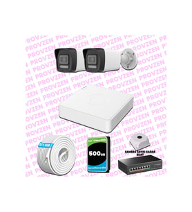 Provzen Hikvision 2 Kameralı IP 1080P ColorVu Güvenlik Kamerası Mikrofonlu Olay Anında bildirim