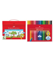 Faber Castell İkili Paket 24 Renk Plastik Çantalı Pastel Boya ve 20 Renk Grip Keçeli Kalem