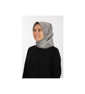 Gri Ipek Krep Saten Eşarp 7208701-372