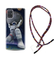 Samsung a71 A72 A73 A7 A9 2018 C7 C9 Kılıf Boyun Asklı Rasta Silikon Astronot ve Dünya 1759