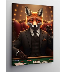 Kanvas Tablo Poker Oynayan Tilki