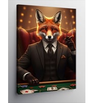 Kanvas Tablo Poker Oynayan Tilki