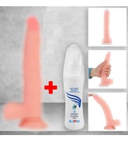 Büyük Boy 24 Cm Gerçekçi Vantuzlu Realistik Dildo, Anal ve Vajinal Süper Dildo + Kayganlaştırıcı
