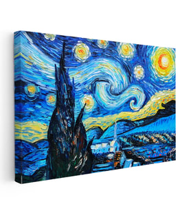 Kanvas Tablo Vincent van Gogh Yıldızlı Gece Manzarası Ressam Tablosu Duvar Dekoru
