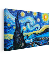 Kanvas Tablo Vincent van Gogh Yıldızlı Gece Manzarası Ressam Tablosu Duvar Dekoru