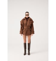 Kemerli Oversize Kesim Sara Trençkot Kahve