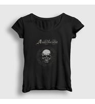 Presmono Kadın Siyah Skull Anathema T-Shirt 9817tt