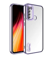 Coverzone Xiaomi Redmi Note 8 ile uyumlu K?l?f Kamera Korumal? Logo G�steren Parlak renk kenar �izgileri ile ??k bir tasar?m Colored Z-Omega Kapak Lila