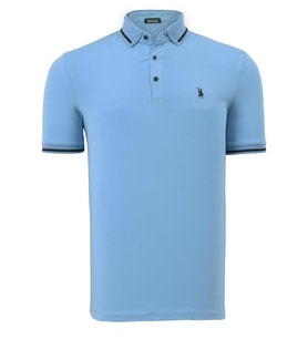 T8586 DEWBERRY ERKEK POLO YAKA T-SHIRT-AÇIK MAVİ