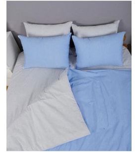 Pamuklu Ranforce Tek Kişilik Small Size Çift Taraflı Nevresim Yorgan Kılıfı 135x200 Mavi-Gri