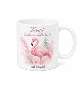Flamingo Desenli Pembe Şık Kadınlara Özel Kupa Bardak Hediye