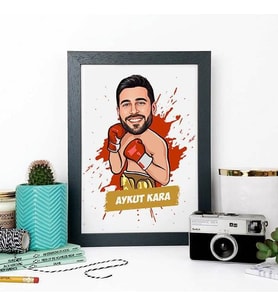Kişiye Özel Boksör Karikatürlü Çerçeve