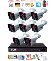 FURY 8 Kameralı 2MP Full HD Görüntü 6 Atom Led Gece Görüşlü Dış Mekan Güvenlik Kamerası Seti 500GB