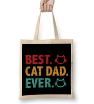 Best Cat Dad Ever Funny Cat Daddy Father Day Vintage 01 Bez Çanta Uzun Saplı