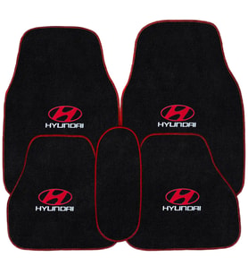 Hyundai Nakış İşlemeli 5 Parça Araç Oto Halı Paspas  Kırmızı Kenarlı Hyundai Nakışlı Araba Paspas