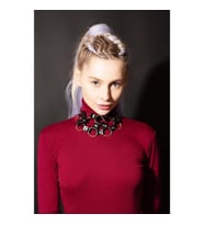 Halka Detaylı Deri Choker Boyun Aksesuar (Kırmızı)