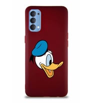 Oppo Reno 4 Soft Premier Kapak Donald Duck-F Tasarımlı Silikon Kılıf - Mürdüm (Şeffaf)
