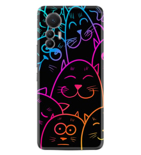 Xiaomi 12 Lite Kılıf Silikon Desen Özel Seri Neon Cats 1790