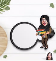 BK Gift Kişiye Özel Tesettürlü Kadın Öğretmen Karikatürlü Ahşap Bardak Altlığı-2