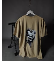 Joker Baskılı Unisex Oversize Tişört (Bej)