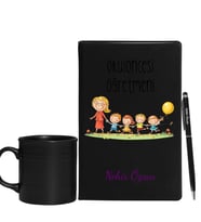 Okul Öncesi Öğretmenlerine Özel Defter Kalem & Siyah Varil Kupa Hediye Seti