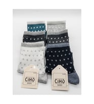 CİHO Socks 6 Çift Kadın Puan Desen Yarım Bilek Pamuklu Tenis Çorap (FUME-SIYAH) (Füme-Siyah)