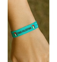Free Palestine Tasarımlı Mavi Plastik Ayarlanabilir Unisex Bileklik – Dayanışma, Modern Tasarım