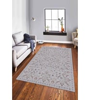 Gri Vintage Kaymaz Tabanlı Makinede Yıkanabilir Halı RV293 - 100 x 160 cm