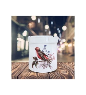 Daldaki Serçe Kuş Baskılı Seramik Küllük Kül Tablası-30258