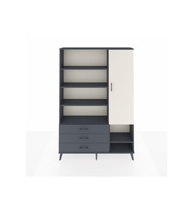 Arges Dolap 9 Raflı 3 Çekmeceli Tek Kapaklı  132x30x195 Antrasit-Aytaşı/Antrasit
