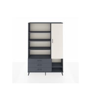 Arges Dolap 9 Raflı 3 Çekmeceli Tek Kapaklı  132x30x195 Antrasit-Aytaşı/Antrasit