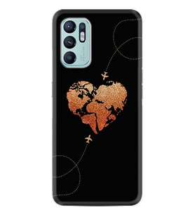 Oppo Reno 6 Kılıf Silikon Desen Özel Seri Plane Heart 1721
