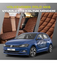 Volksvogen Polo MK6 Kahverengi Renk Tay Tüyü Cepli & Terletmez Sırtlı Oto Koltuk Minder Seti - Koltuk Koruma Kılıfı (ÖN & ARKA TAM SET)