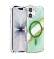 Onegif Apple iPhone 16 Lotus Simli Magsafe Kapak - Yeşil