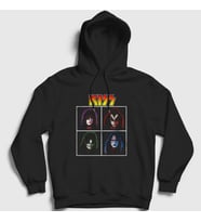 Presmono Unisex Siyah Band Kiss Kapüşonlu Sweatshirt 90970tt