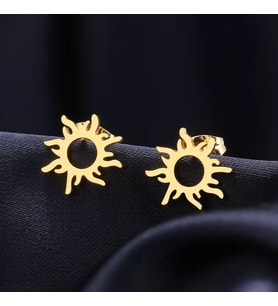 Kişiye Özel 925 Ayar Gümüş Güneş Küpe (Gold)