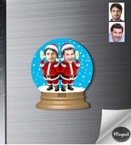 Kişiye Özel Yılbaşı Erkek Arkadaş Ahşap Magnet -2