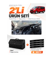 RENAULT TRAFIC KAPAKLI (2015-2022) Uyumlu Torpido Örtüsü + Deri Bagaj Çantası + Sticker Seti - Siyah