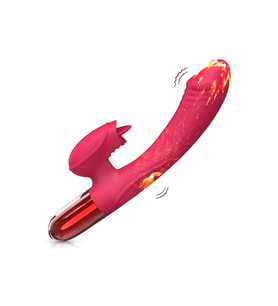 Şarjlı Akıllı Isıtma Özellikli Titreşimli G-Spot Klitoris Uyarıcı 2 in 1 Yapay Penis Rabbit Vibratör