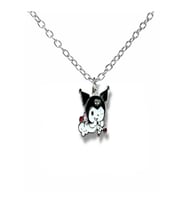Anime Kuromi Eros Figürlü Kolye – 60 cm Zincirli Sevimli Gotik Aşk Temalı Takı (Gümüş)