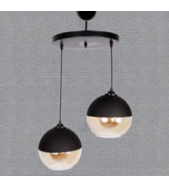 MYLİGHTS   RETRO  İKİLİ SARKIT AVİZE 20 CM CAMLI (Siyah)