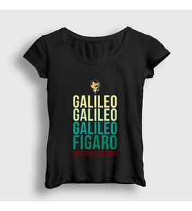 Presmono Kadın Siyah Galileo Queen Freddie Mercury T-Shirt 34283tt